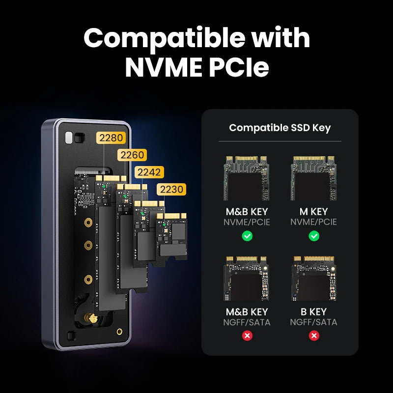 40Gbps USB4 NVMe M.2 SSD Enclosure with Aluminum Cooling Case - 4