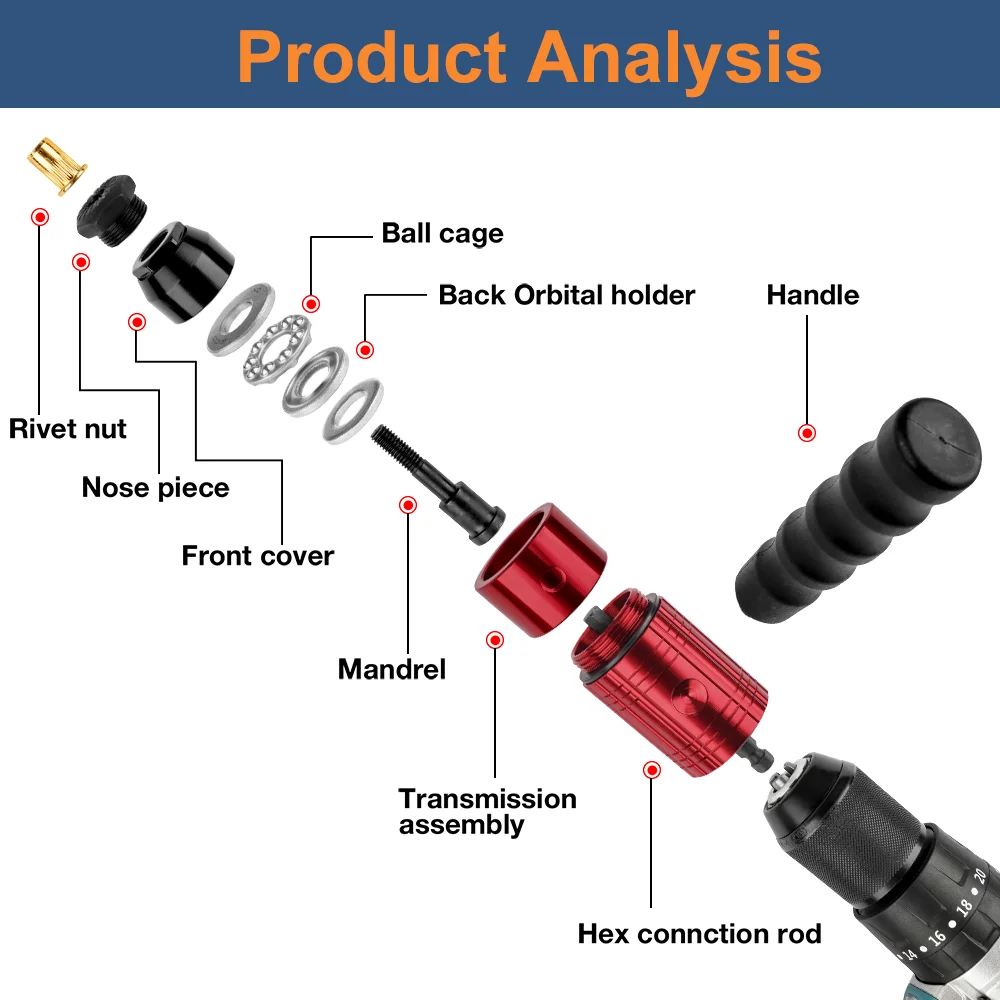 Electric Drill Rivet Nut Adapter Attachment