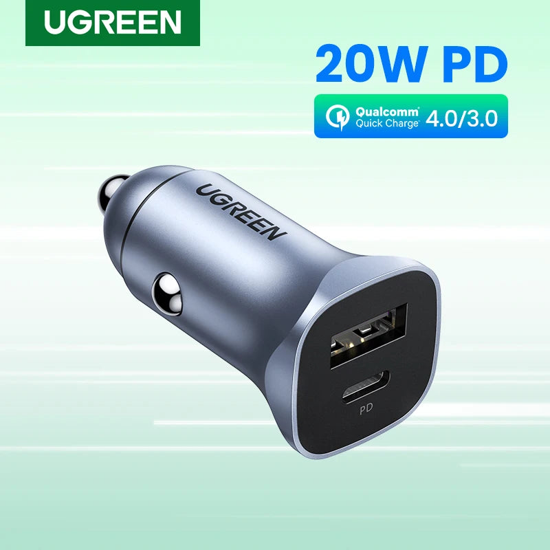 Dual Port 30W Fast Car Charger with USB-C and USB-A