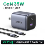 35W Dual Port GaN Fast Wall Charger for iPhone and Android