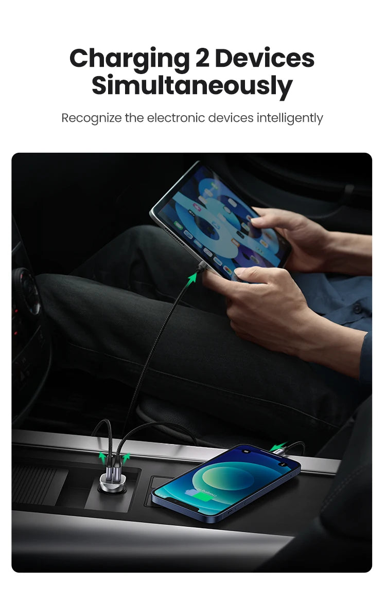 Dual Port 30W Fast Car Charger with USB-C and USB-A - 13