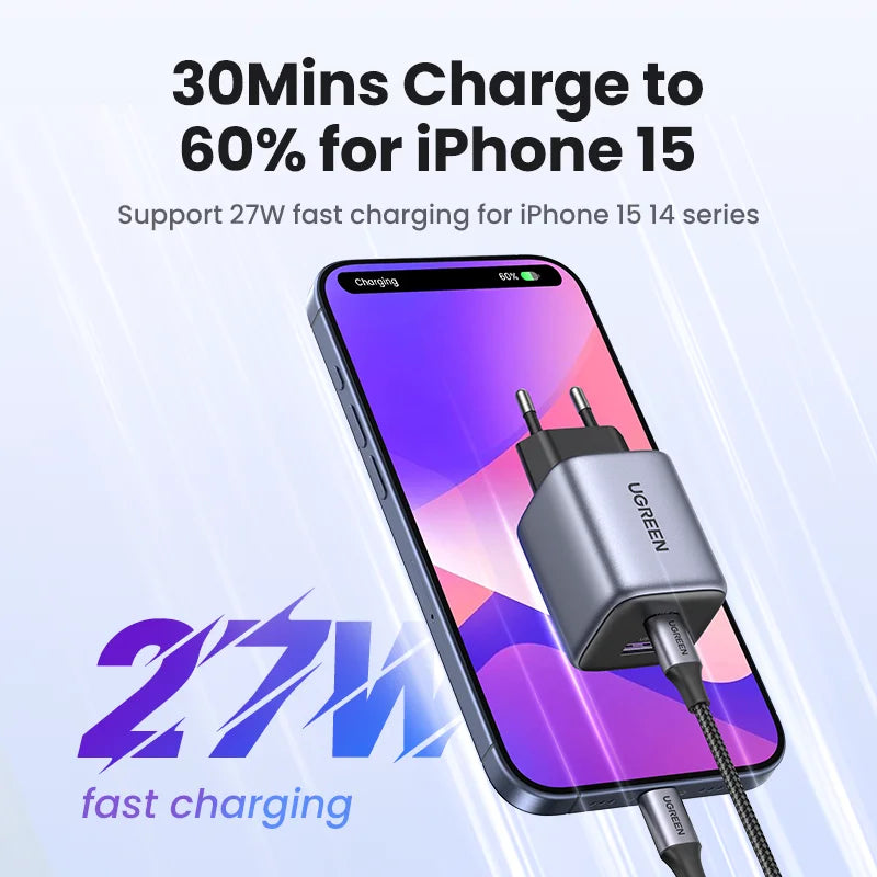 35W GaN Dual Port USB-C Fast Wall Charger