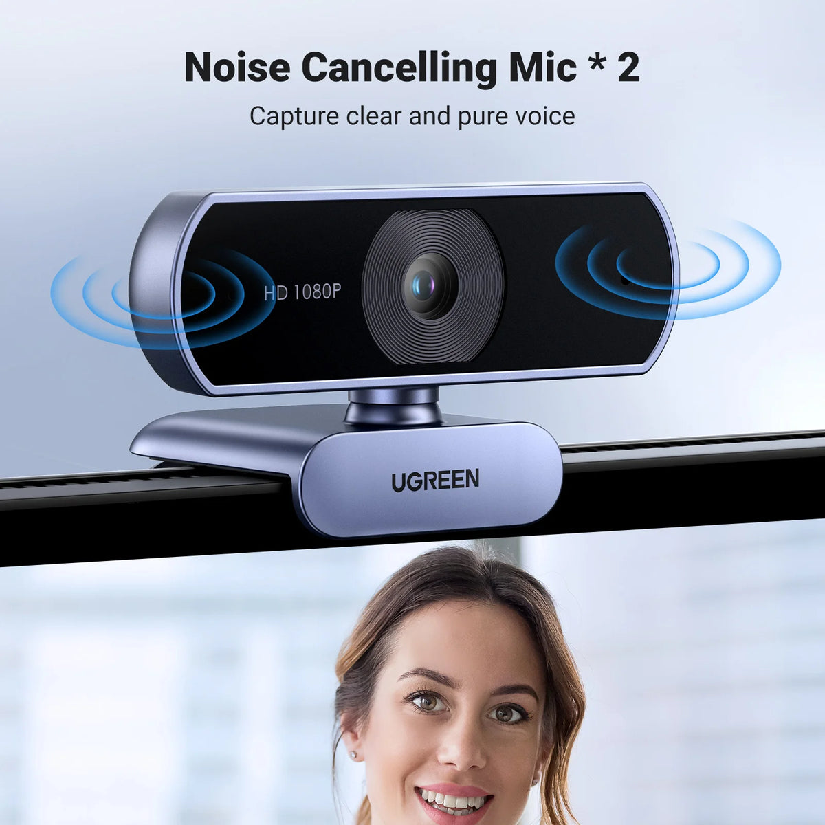1080P HD USB Webcam with Dual Microphones for Laptop and PC