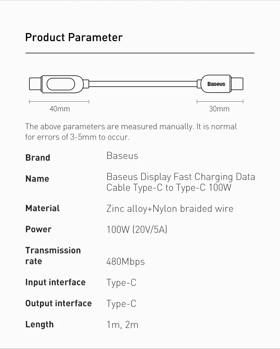 100W USB-C Fast Charging Cable with Digital Power Display - 23