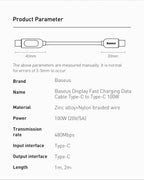 100W USB-C Fast Charging Cable with Digital Power Display