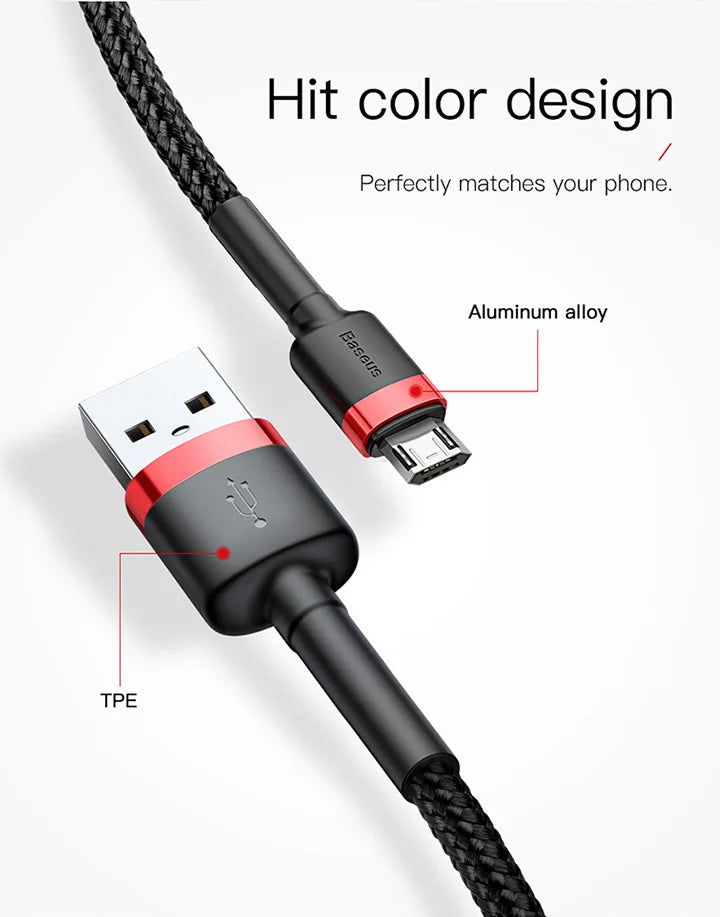 Fast Charging Braided Micro USB Cable for Android Devices