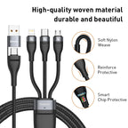 3-in-1 Fast Charging USB Cable with 100W PD Power Delivery