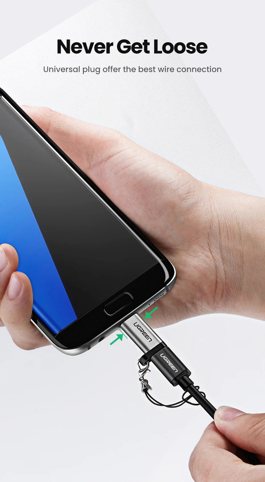 Micro USB Male to Type-C Female Charging and Data Adapter