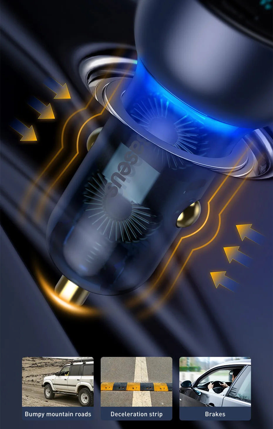 65W Dual Port Fast Car Charger with Voltage Display