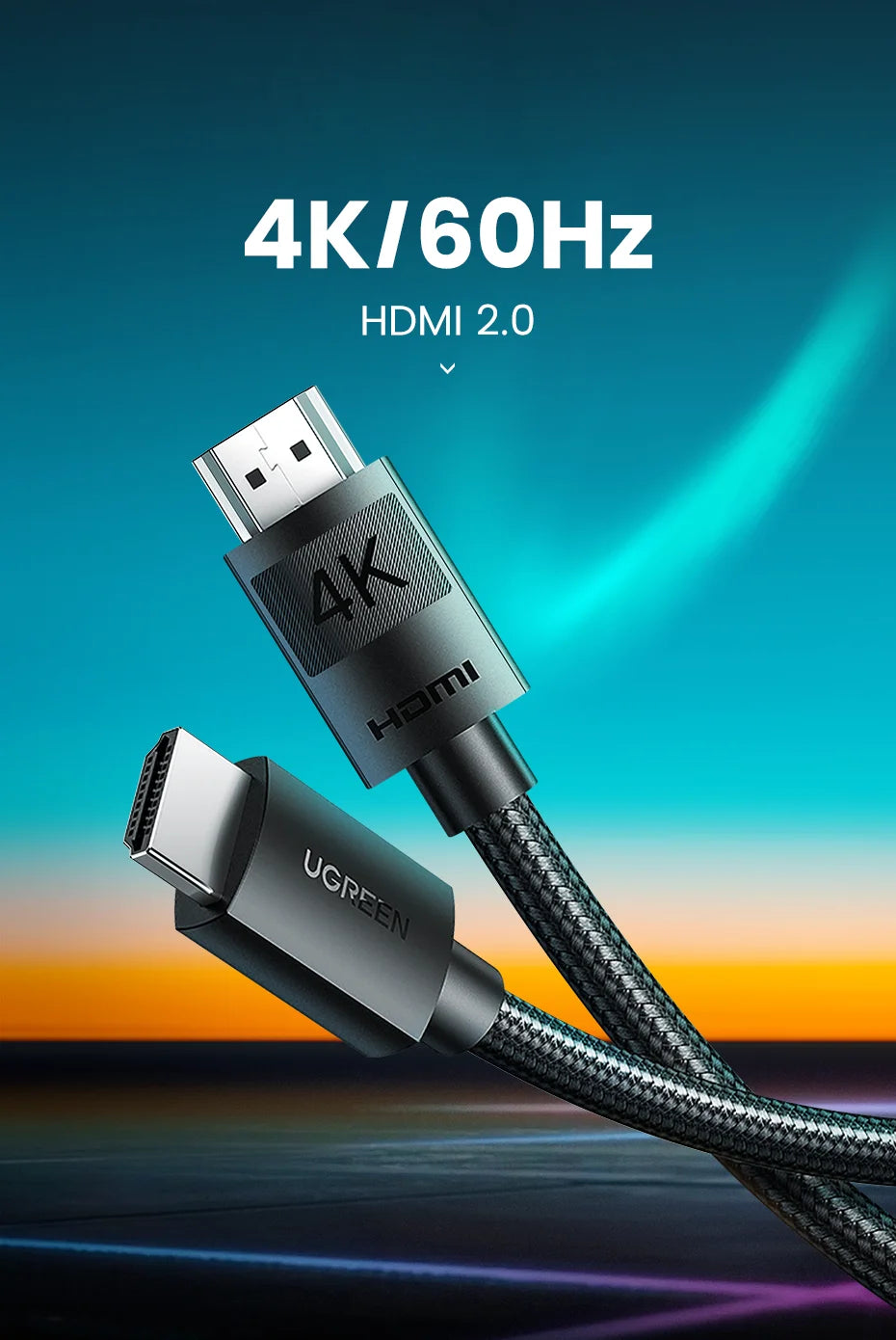 4K 60Hz HDMI 2.0 Braided Video Cable - 8