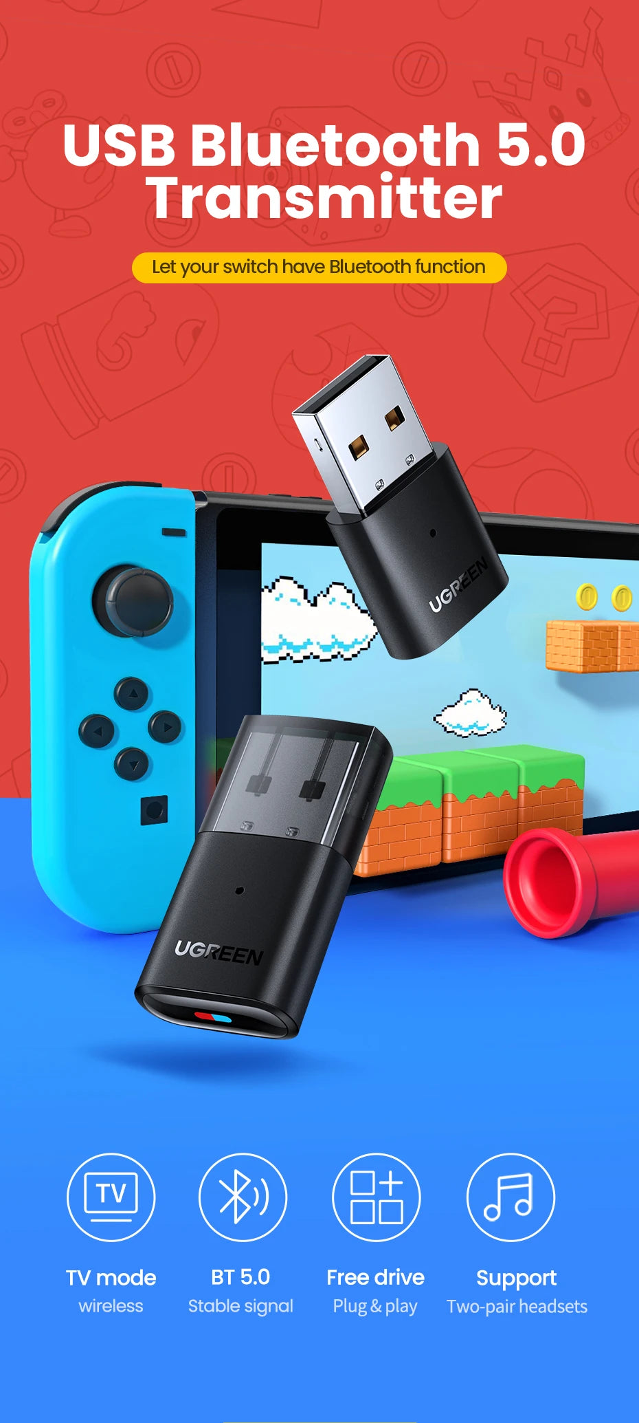 USB Bluetooth 5.0 Audio Transmitter for Gaming Consoles - 7