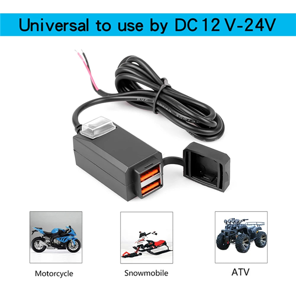 Waterproof Motorcycle Dual USB Charger with Quick Charge 3.0