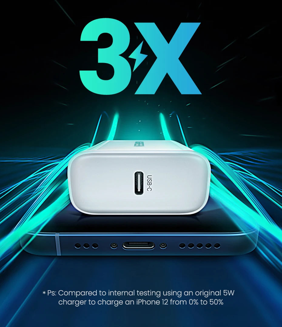 20W USB-C PD Fast Wall Charger for Smartphones and Tablets