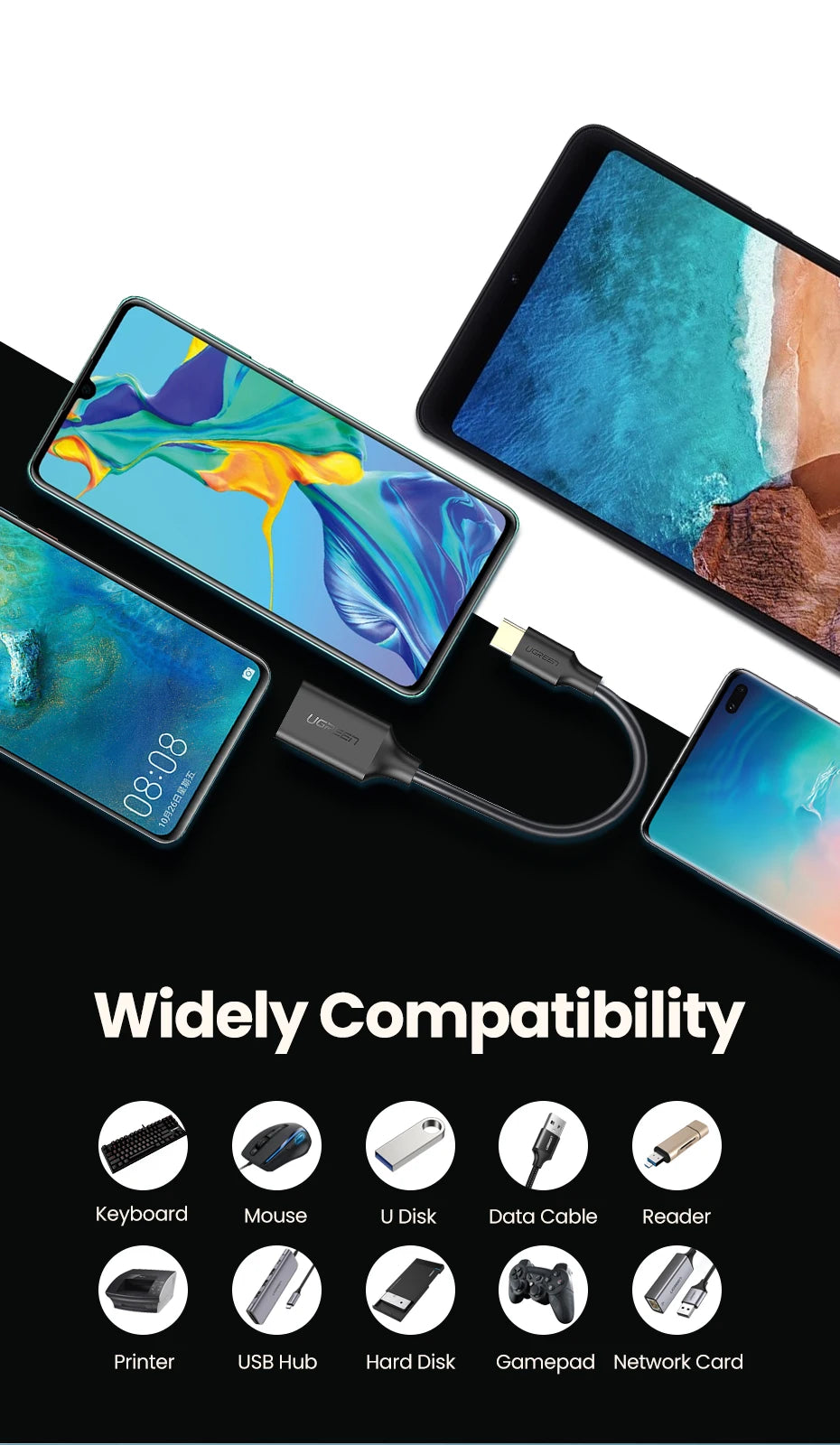 USB-C to USB 3.0 OTG Adapter Cable for Smartphones and Tablets - 13