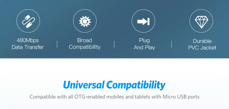 Micro USB to USB 2.0 OTG Adapter Cable