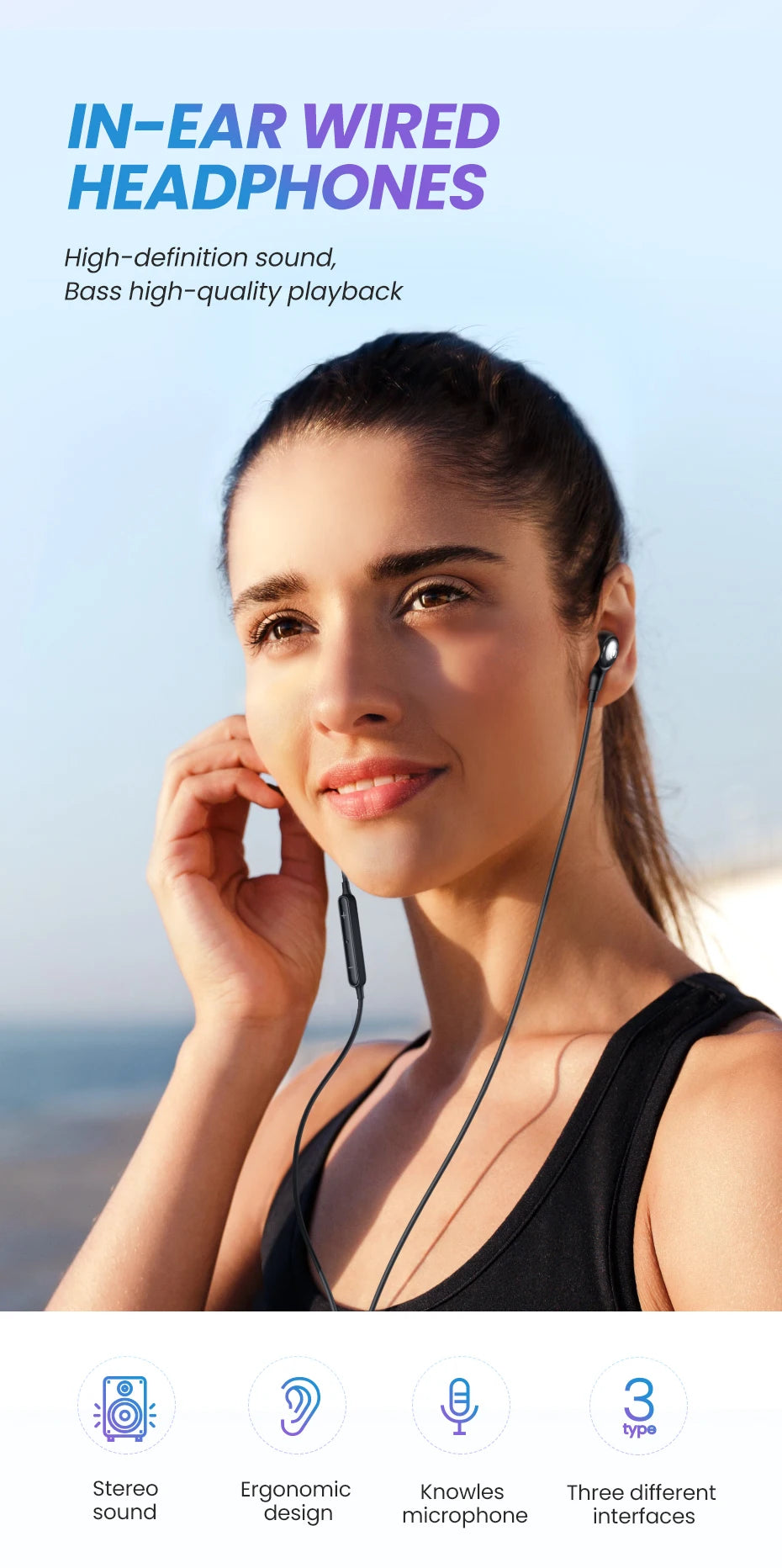In-Ear Wired Headphones with Microphone for Mobile Devices