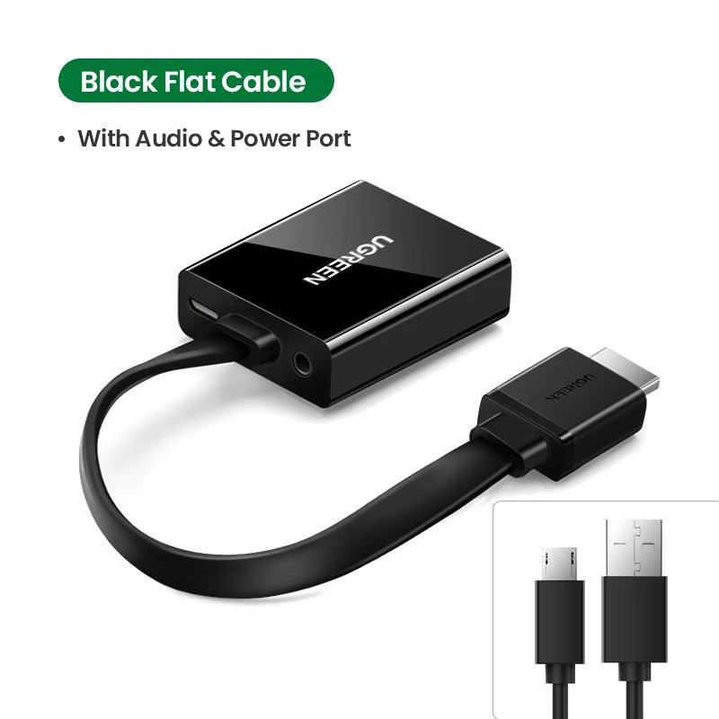 HDMI to VGA Adapter with 3.5mm Audio Jack 1080P