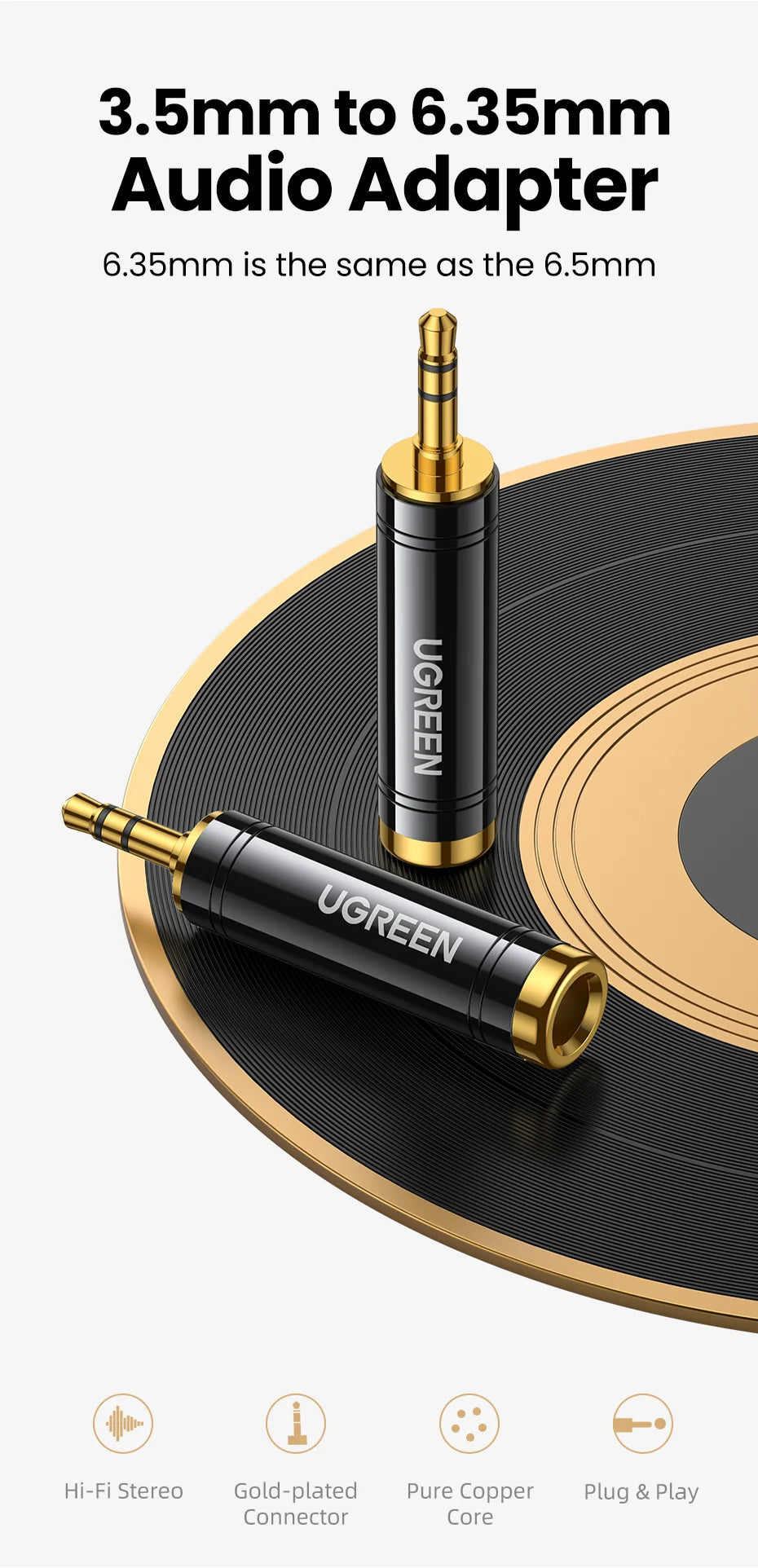 3.5mm to 6.35mm Stereo Audio Adapter Jack