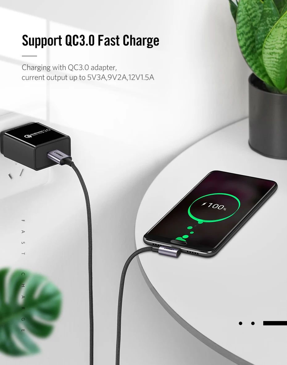 90 Degree Right-Angle USB-C Fast Charging Data Cable
