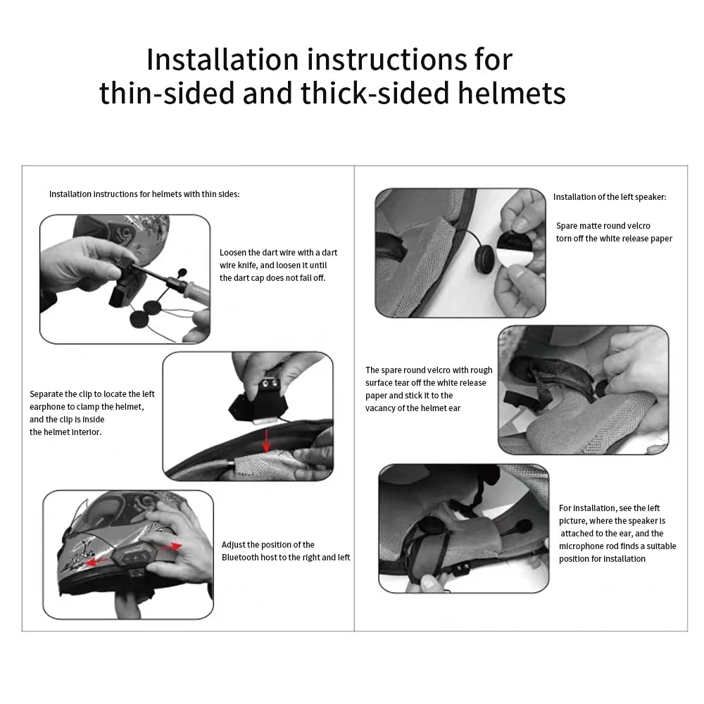 Bluetooth 5.0 Motorcycle Helmet Wireless Headset Handsfree Stereo Speaker