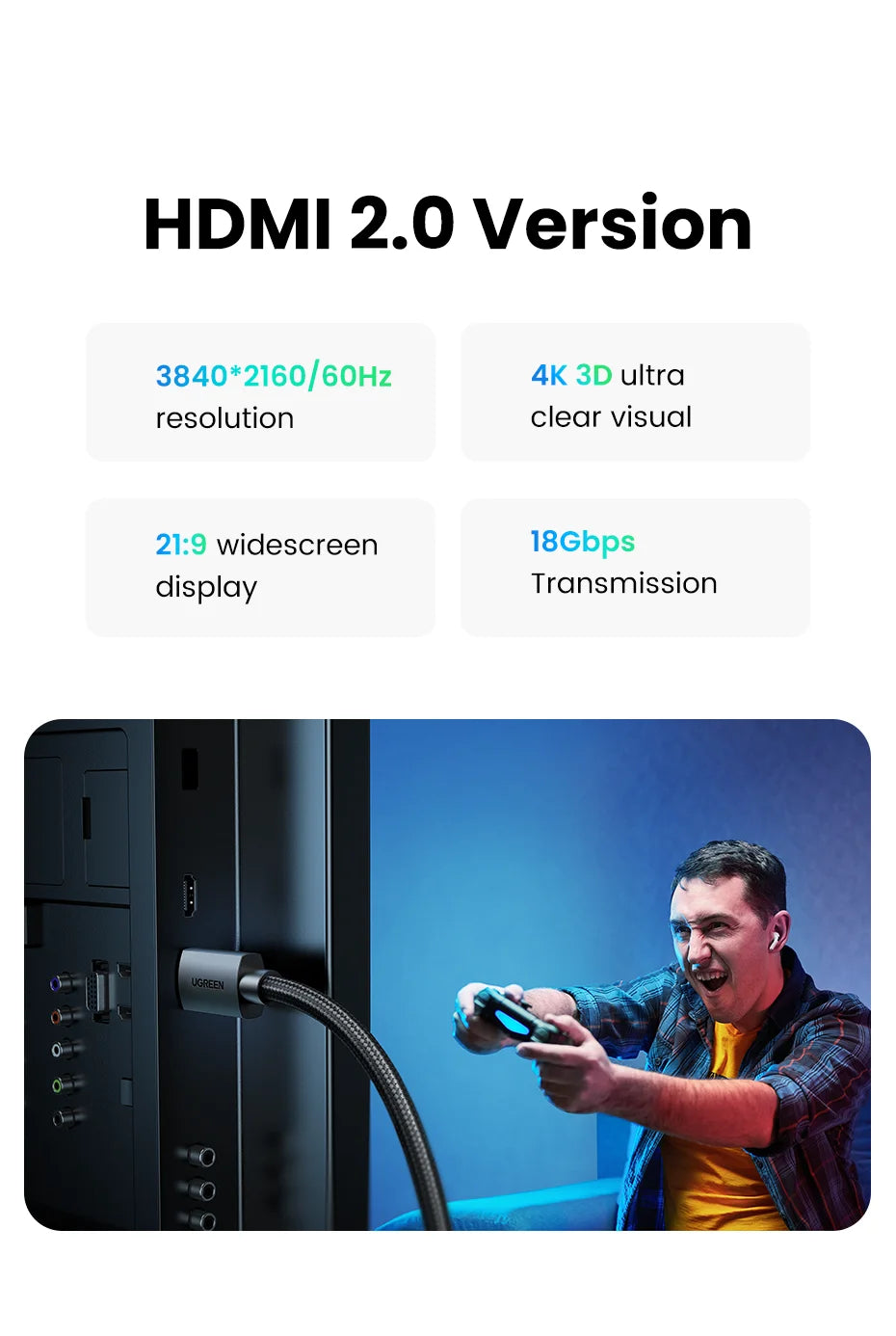 4K 60Hz HDMI 2.0 Braided Video Cable - 11