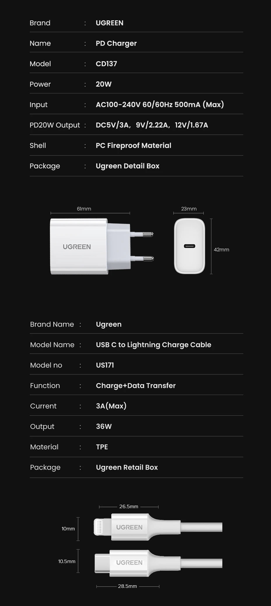 20W USB-C PD Fast Wall Charger for Smartphones and Tablets