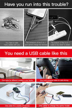 Multi-Port USB Fast Charging Cable for iPhone Android and Type-C