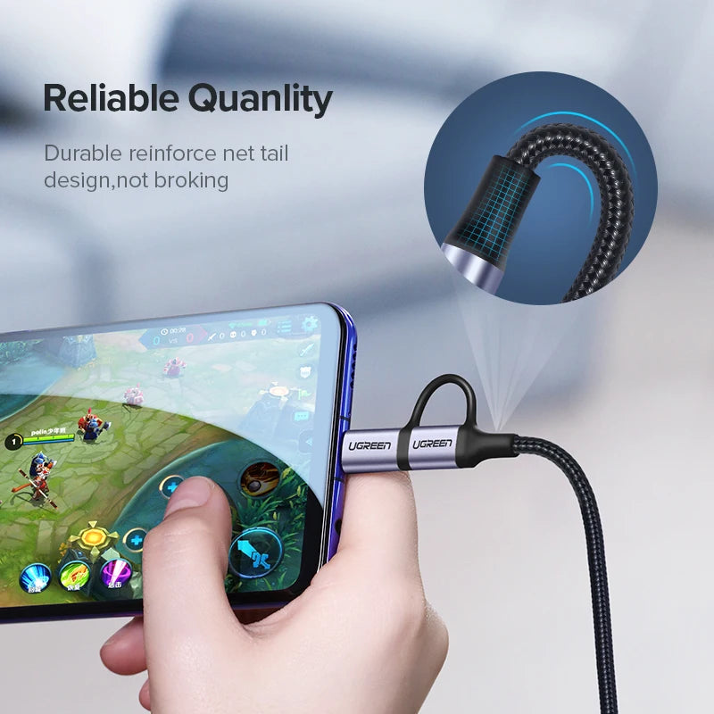 2-in-1 USB-C and Micro USB Fast Charging Data Cable