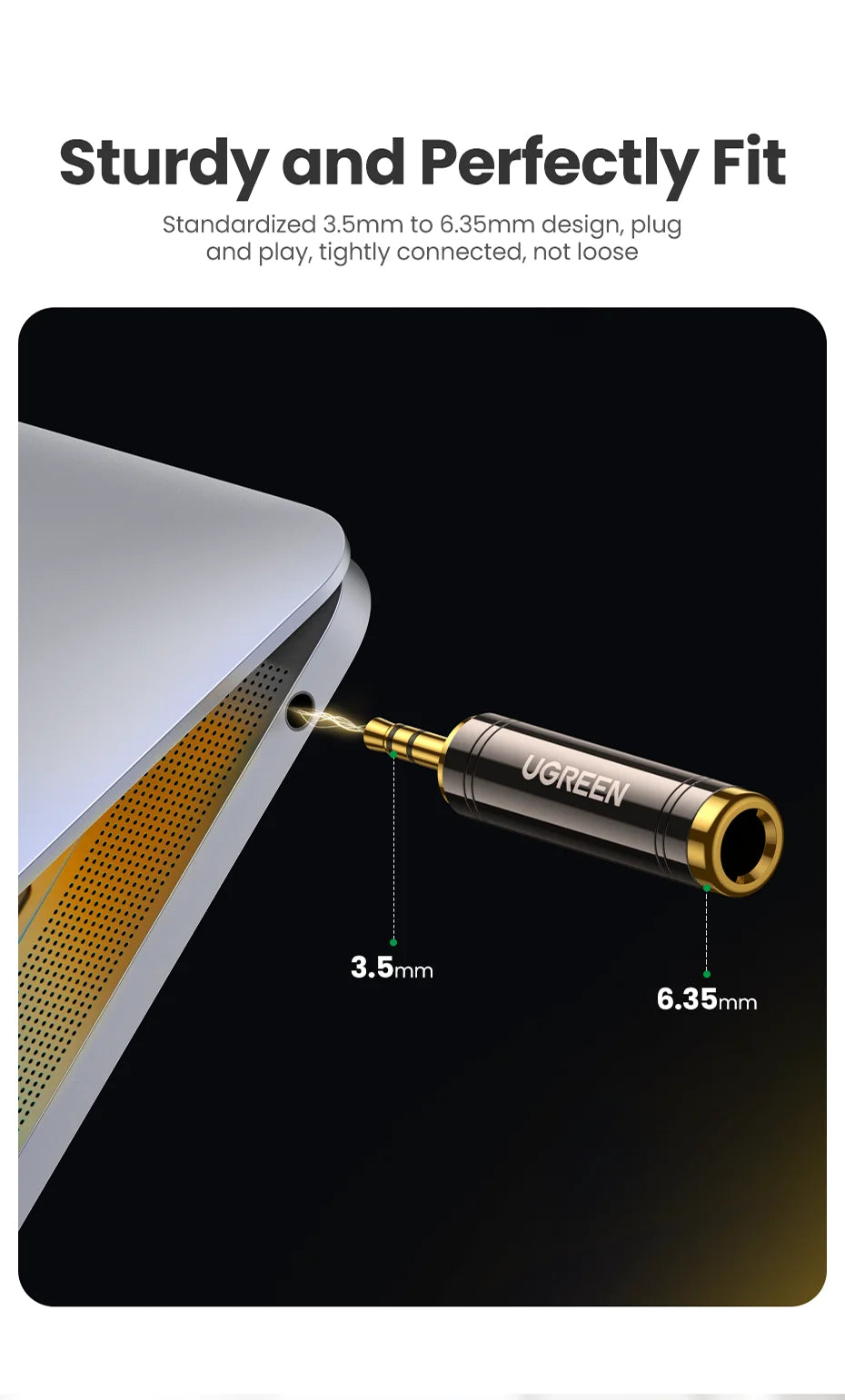 3.5mm to 6.35mm Stereo Audio Adapter Jack
