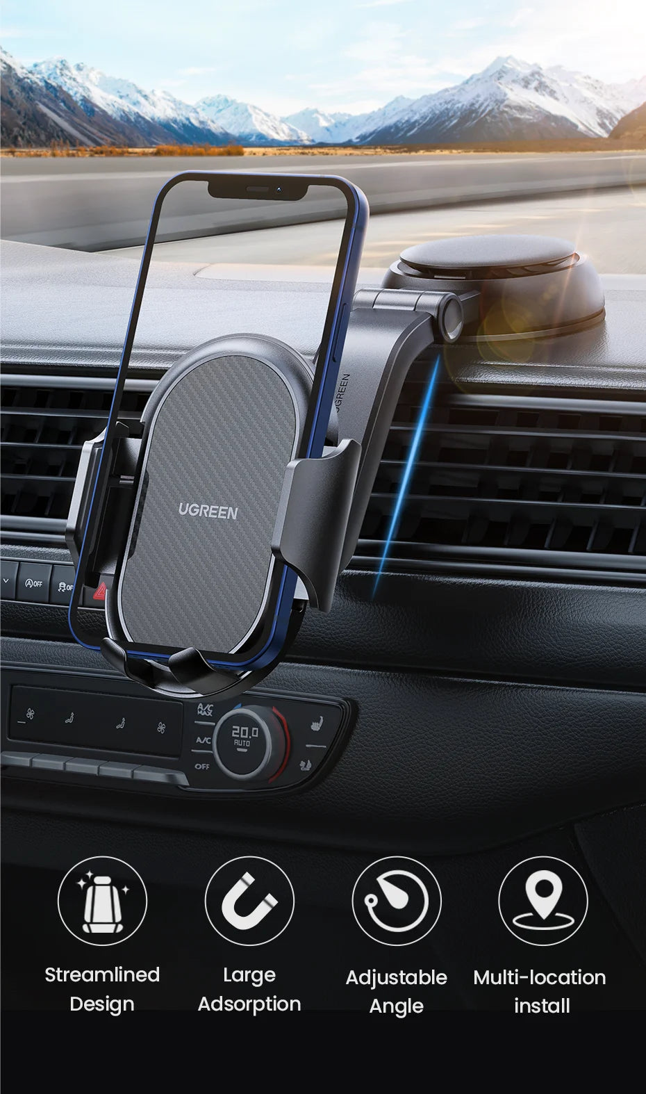 Adjustable Dashboard Car Phone Mount Holder