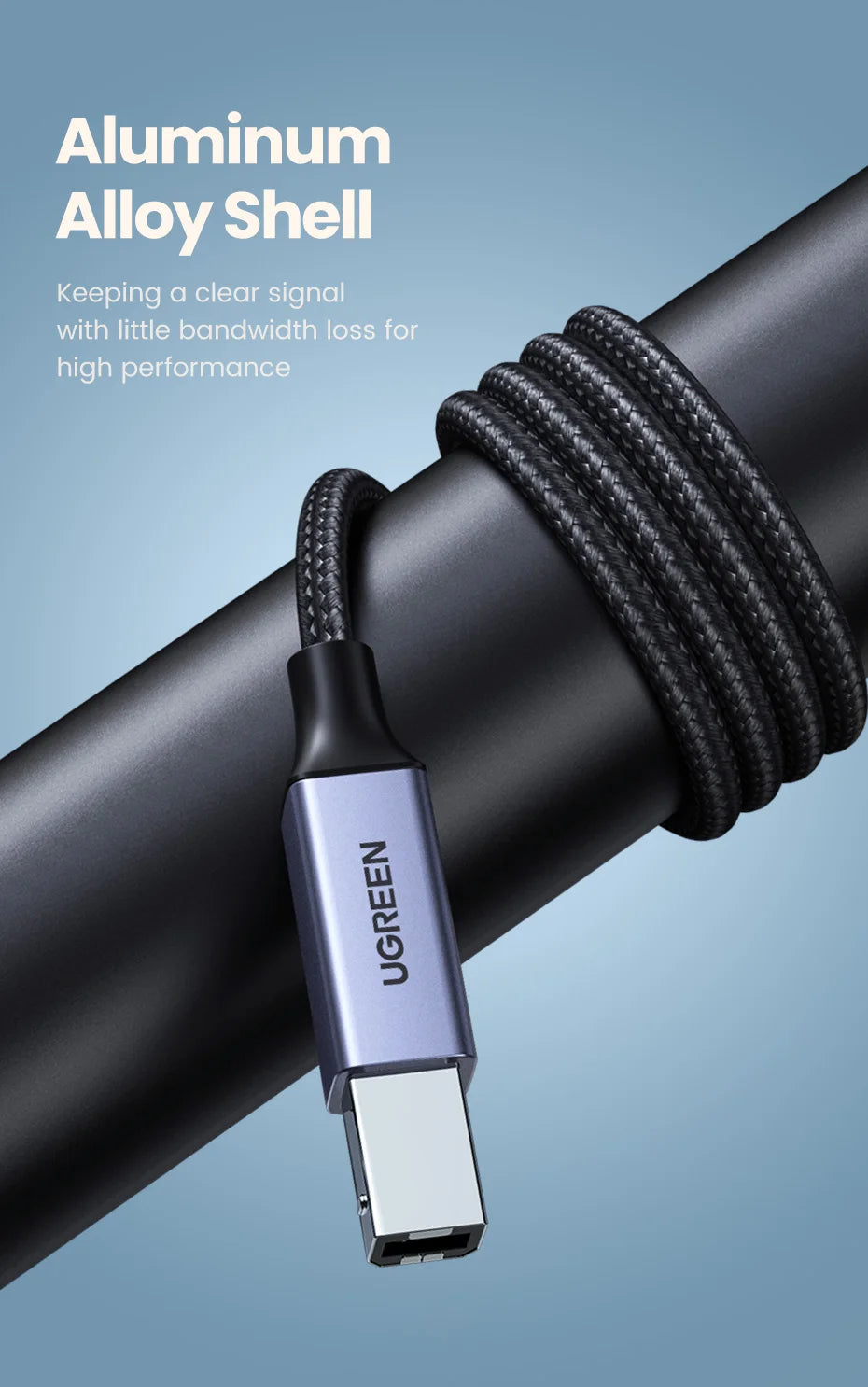 High-Speed USB 2.0 Type-A to Type-B Printer Cable - 15