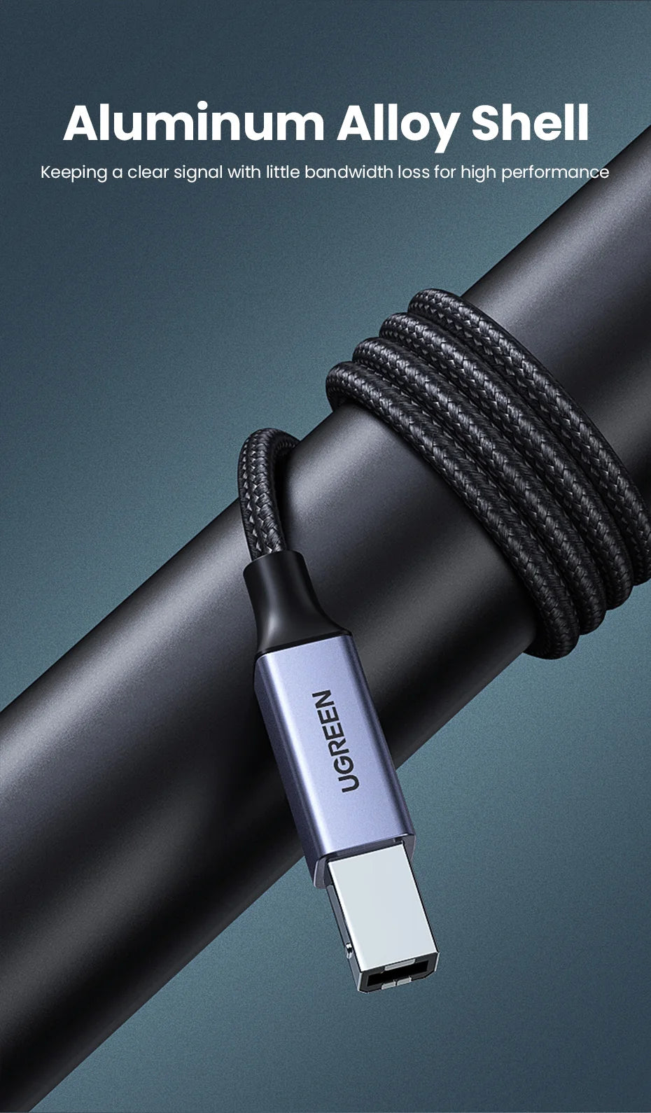 USB-C to USB-B 2.0 Printer and Scanner Cable