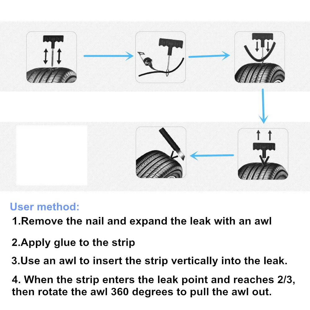 Tubeless Tire Puncture Repair Kit with Rasper and Needle Tool