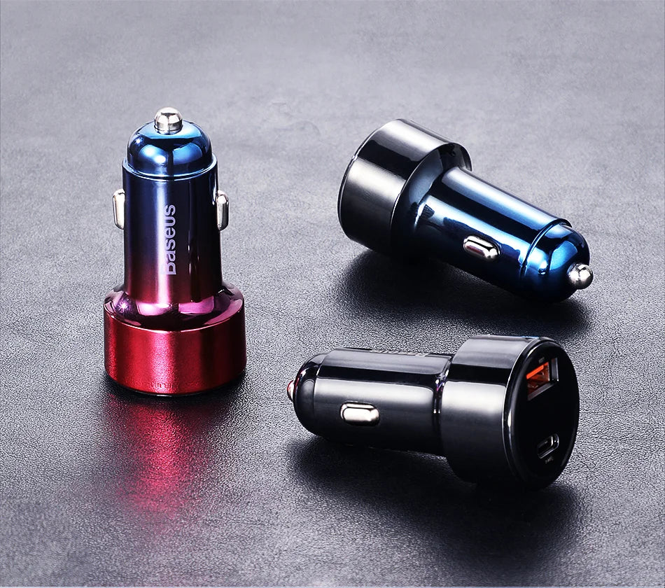 45W Dual-Port Fast Car Charger with LED Voltage Display