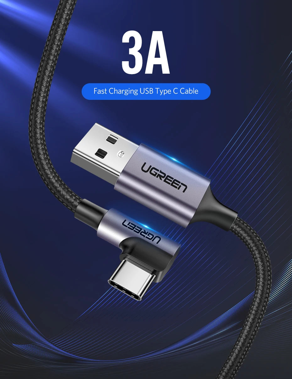 90 Degree Right-Angle USB-C Fast Charging Data Cable