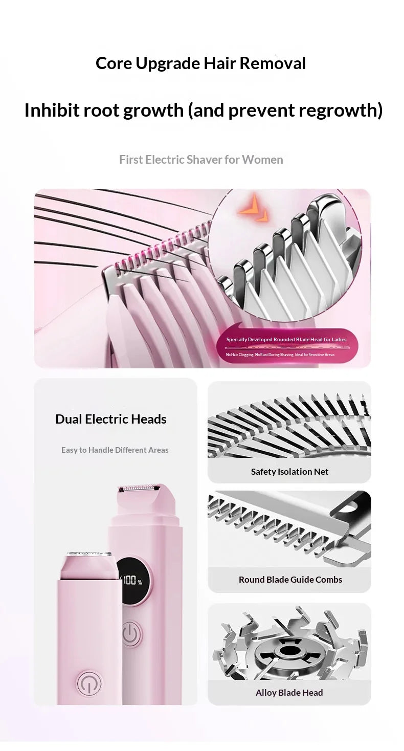 2-in-1 Electric Painless Hair Removal Shaver for Face and Body