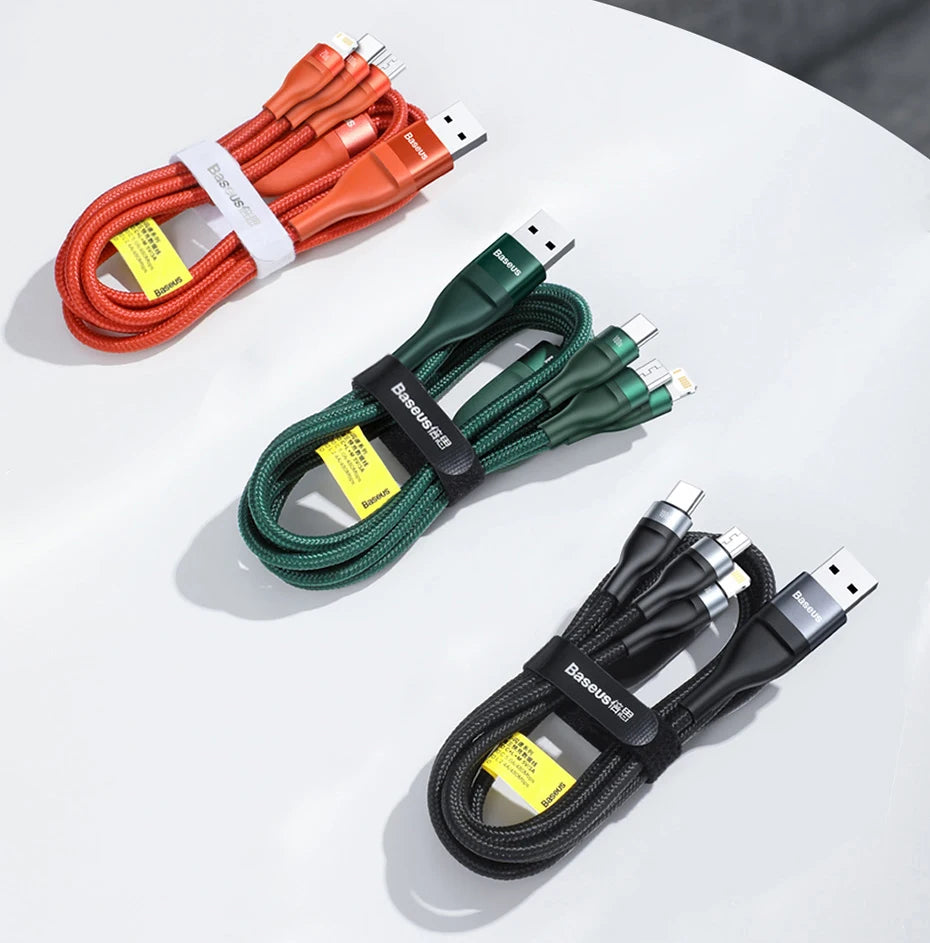3-in-1 Fast Charging USB Cable with 100W PD Power Delivery - 22