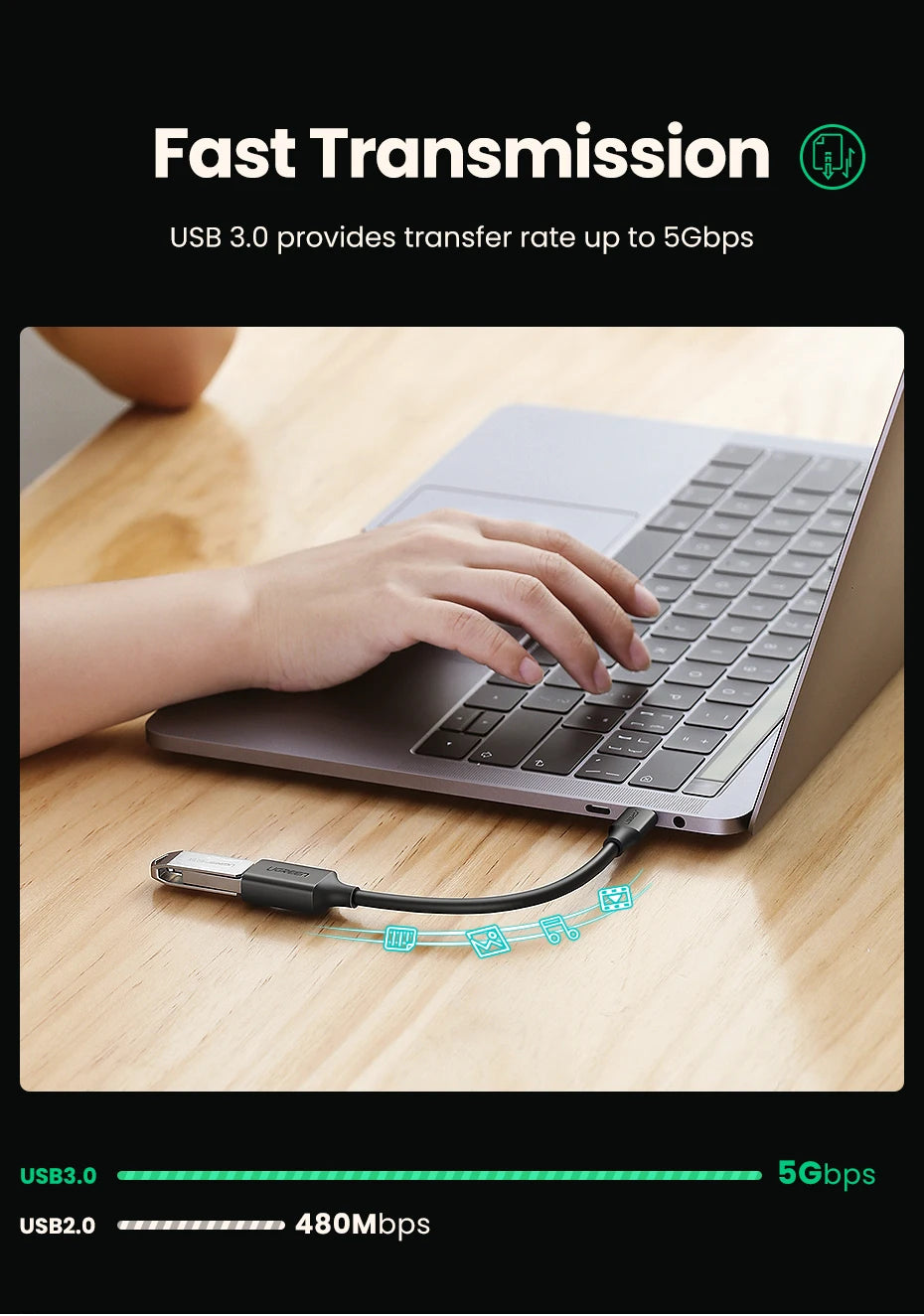USB-C to USB 3.0 OTG Adapter Cable for Smartphones and Tablets