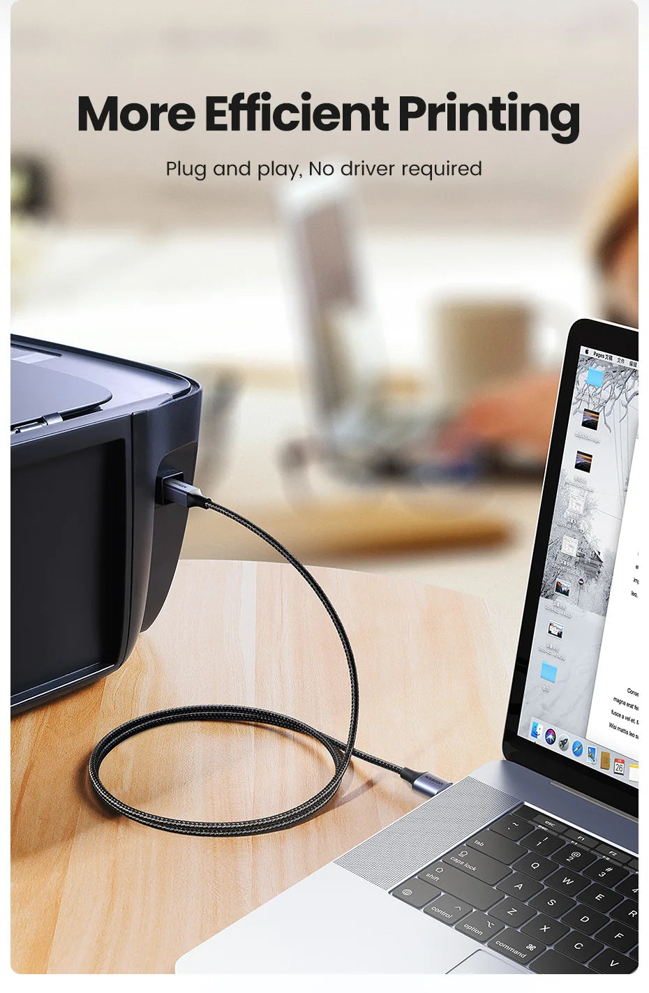 High-Speed USB 2.0 Type-A to Type-B Printer Cable - 10