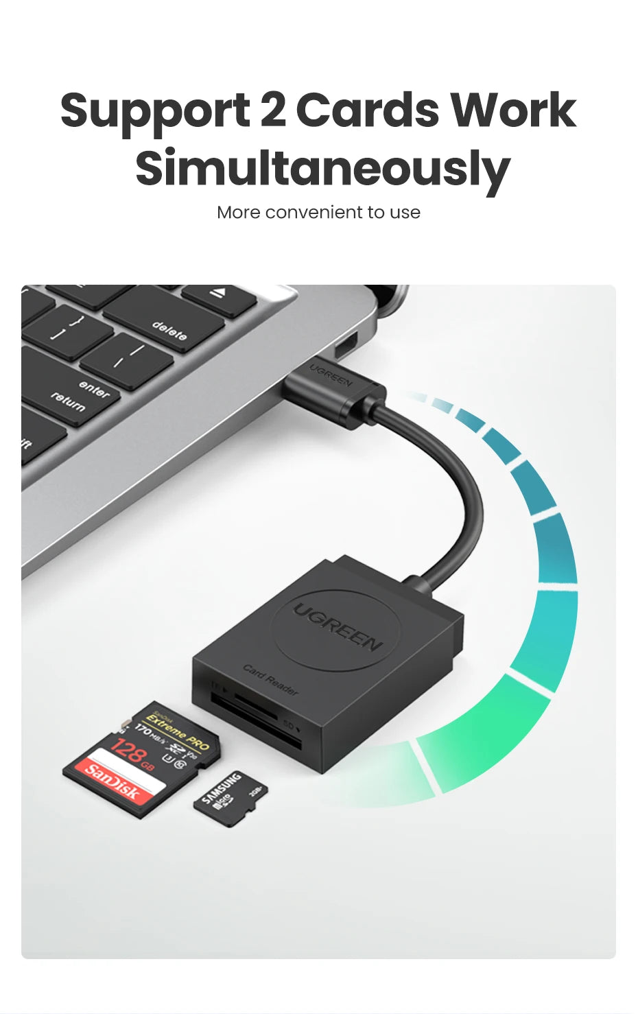 2-in-1 USB 3.0 SD and Micro SD Memory Card Reader Adapter - 9