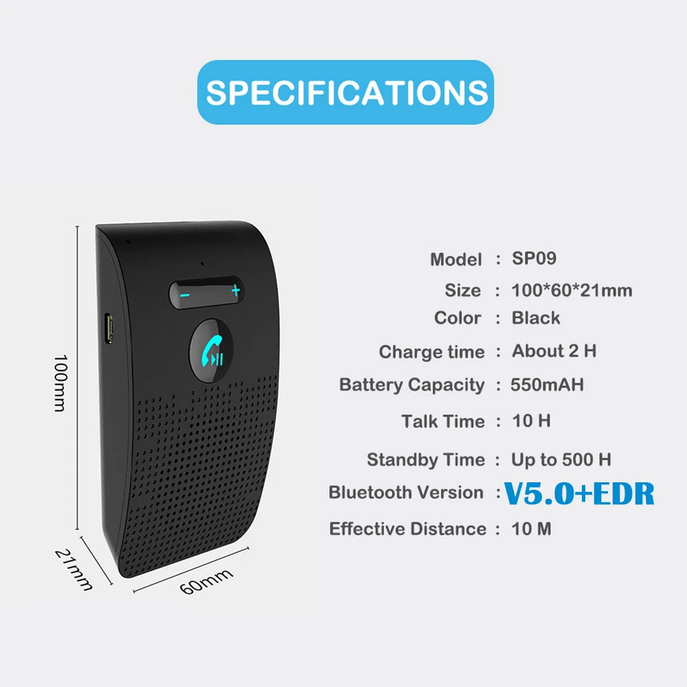 Bluetooth 5.0 Handsfree Sun Visor Car Speaker and Music Receiver