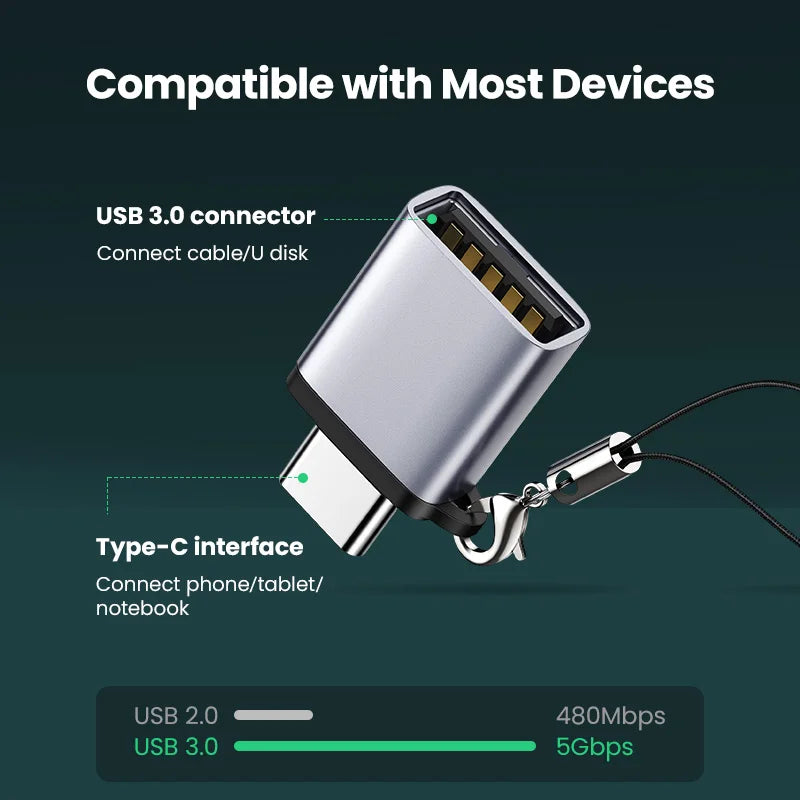 USB-C to USB 3.0 OTG Adapter for Smartphones and Laptops