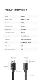 4K 60Hz HDMI 2.0 Braided Video Cable