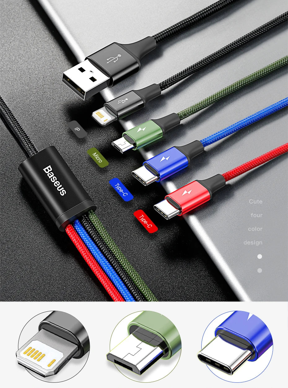 Multi-Port USB Fast Charging Cable for iPhone Android and Type-C - 15