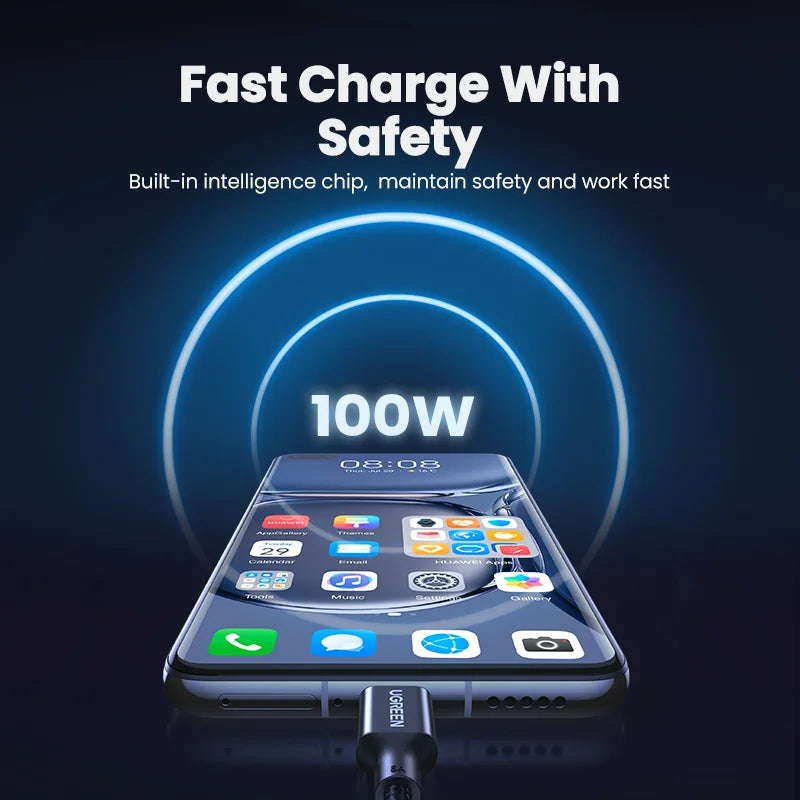 100W 6A Fast Charging Cable for Huawei and Honor Smartphones