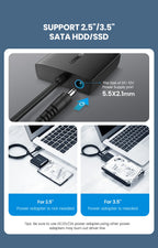 USB 3.0 to SATA Adapter for 2.5 and 3.5 Inch HDD SSD