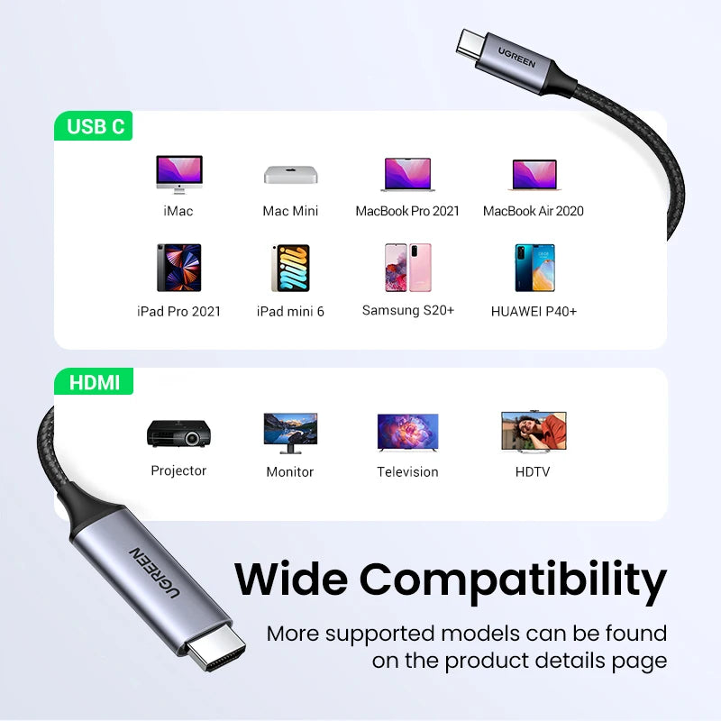 4K 60Hz USB-C to HDMI Adapter Cable for Laptops and Smartphones