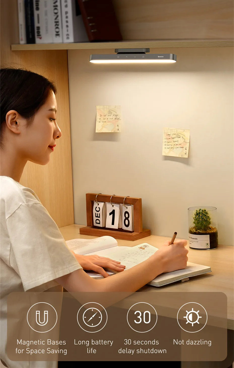 Magnetic Rechargeable LED Desk Lamp with Stepless Dimming