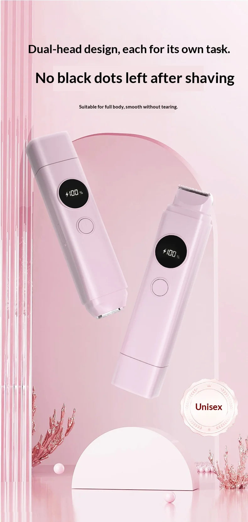 2-in-1 Electric Painless Hair Removal Shaver for Face and Body