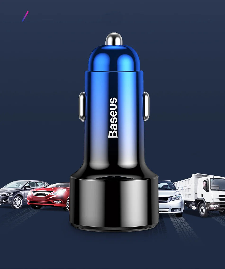 45W Dual-Port Fast Car Charger with LED Voltage Display